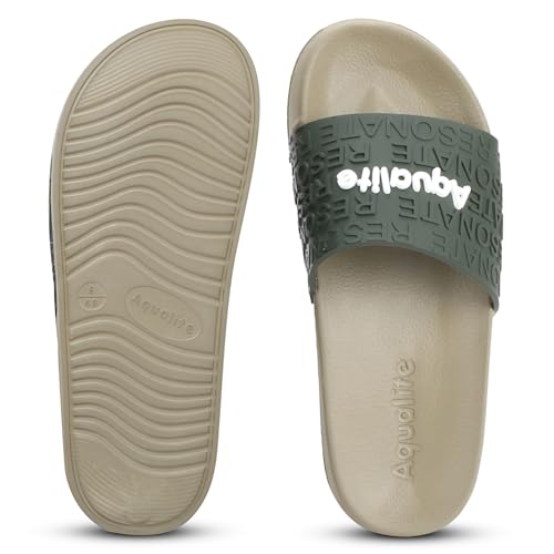 Image of Aqualite NEO-266 Men Slide Slippers with Comfotable Sole Slip-On Flat Flip Flops, Sliders, Chappal & Comfort Insole Slipper for Men