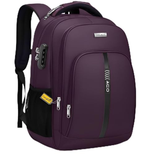 Mochila Bolsa Masculina Feminina Notebook Anti Furto Reforçada Semi Impermeável Escolar Faculdade Trabalho Viagem Resistente Executiva Cabo De Aço Saída Usb SAÍDA Fone DE OUVIDO (ROXA)