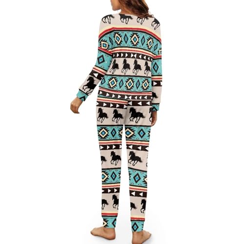 Image of Women's Pajamas Set Soft 2 Piece Loungewear Long Sleeve Pj Set Matching Sleepwear with Pockets for Women Plus Size