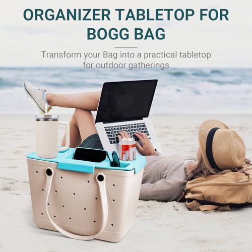 Organizer Tray Top for Bogg Bag – Cup Holder & Storage Lid Compatible with Bogg Bag XL - For Stanley 30oz 40 oz – Outdoor Beach & Travel Tabletop Insert – Easy to Clean (Sky Blue)2