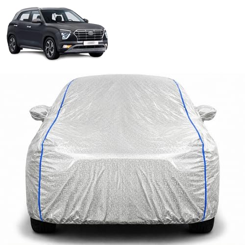 Image of Waterproof Car Cover for Hyundai Creta SX IVT | All Weather Protection | UV Resistant & Dustproof | Soft Cotton Lining to Prevent Scratches | Triple Stitched with Mirror Pockets & Elastic Hem