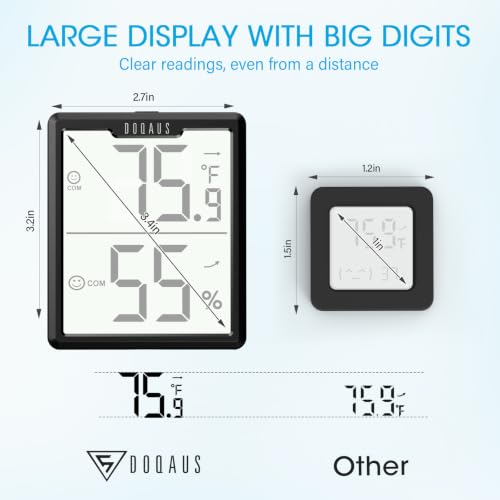 DOQAUS 3 Pack Digital Hygrometer Indoor Thermometer, Digital Temperature and Humidity Monitor with Large 3.4" LCD Display, Humidity Meter for House, Baby Room, Office, Greenhouse, Cellar - Image 6