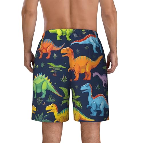 Colorful Dinosaurs Print Men's Beach Pants Lightweight Quick-Dry Swim Pants with Mesh Lining for Men4