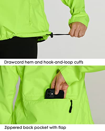 Willit Women's Cycling Running Jackets Rain Waterproof Jackets Lightweight Windbreaker Hiking Bike Jacket Packable Hooded Fluorescent Yellow M #TOP5