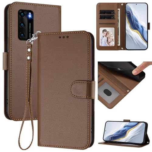 Pzwoxukhov Compatible with Huawei P40 Case Cover,Compatible with Huawei P40 Phone Case,Solid Color flip Shockproof Case Cover Brown