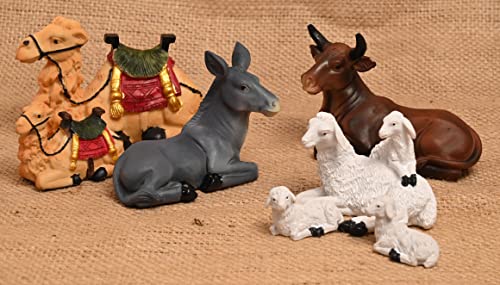 Image of KariGhar Resin 7 Pcs Animals Statue for Christmas Nativity Scene, Crib Decoration, Kudil Set, Various Other Decoration and Gifting, 8 Inch