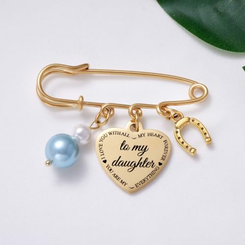 Image of MIXJOY Something Blue Gift for Bride, Wedding Day Bridal Blue Pearl Angel Wings Bouquet Garter Charm for Bride to Be