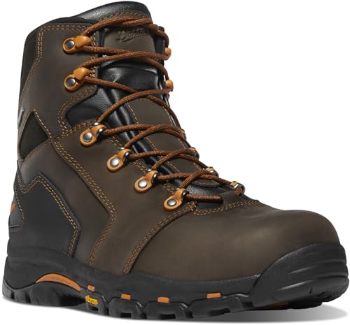 Danner Vicious 6” Composite Toe Work Boots for Men - Waterproof Leather with Breathable Gore-Tex Lining, Speed Lace System & Non Slip Heeled Outsole