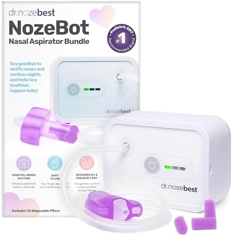 Dr. Noze Best - NozeBot Baby Nasal Aspirator | Electric Baby Nasal Aspirator | Hospital Grade Suction | Nose Sucker and Nasal Vacuum | Safe for Infants and Toddlers