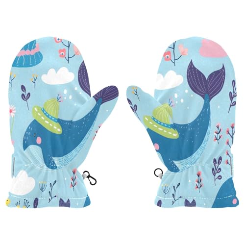 Kid's Winter Gloves Children Warm Gloves Whale Wearing Hat for Boys Girl Age 2-4 Years