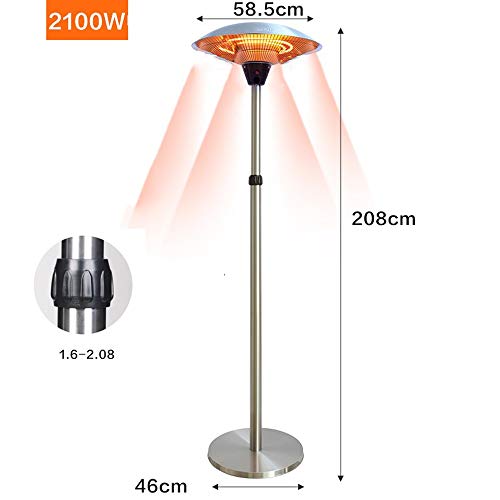 LKK-YSZWJ Electric Patio Heater,Mount Remote Control/Free Standing Patio Heater,Aluminium Halogen Electric Heater,with 3 Power Settings,Adjustable Power,Office, Living Room (Color : E)