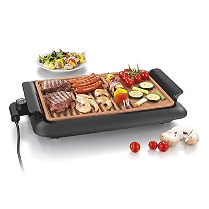 GOURMETmaxx rauchfreier elektrischer Tischgrill | 2 Grillflächen für optimale Ergebnisse, geeignet für Innen- und…