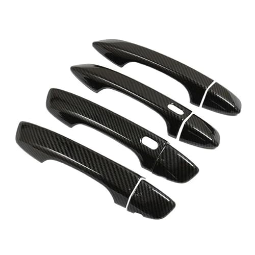 MAKEKU 車のサイドドアハンドルカバートリムステッカー、VW, T-ROCに適合、2016-2021、フォルクスワーゲンT ROC TROCに適合、スタイリングアクセサリーカーボンファイバークローム アウトサイドドアハンドルトリムカバー(Carbon