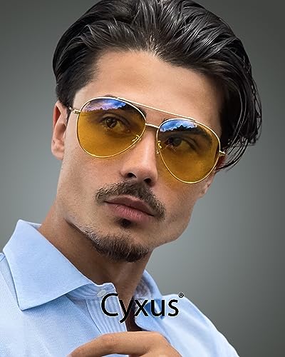 Image of Cyxus Aviator Blue Light Blocking Glasses for Men Woman Oversized Trendy Night Vision for Gaming Driving Computer 8805