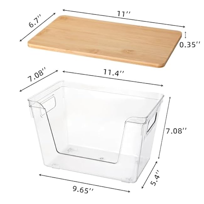 2 Set Pantry Organizers and Storage - Stackable Pantry Storage Bin Containers for Potato, Onion, Garlic, Fruit, Vegetable, Produce - Clear Front Open Kitchen Organization Baskets with Lid