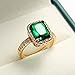 Ganquya Green Simulated Emerald Yellow Gold Plated Rings for Women,Fashion Cubic Zirconia CZ Engagement Promise Ring Size 6-10 (US Size 6)