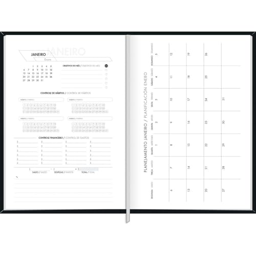 Tilibra - Agenda Executiva Costurada Diária 13,4 x 19,2 cm Napoli 2025 - Preta