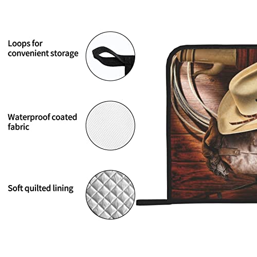 Cowboy Black Hat Western Boots 2 Pack Pot Holders For Kitchen Heat Resistant Pot Holders Sets Oven Hot Pads Pot Holders For Cooking Baking (8 * 8 Inches) #TOP4