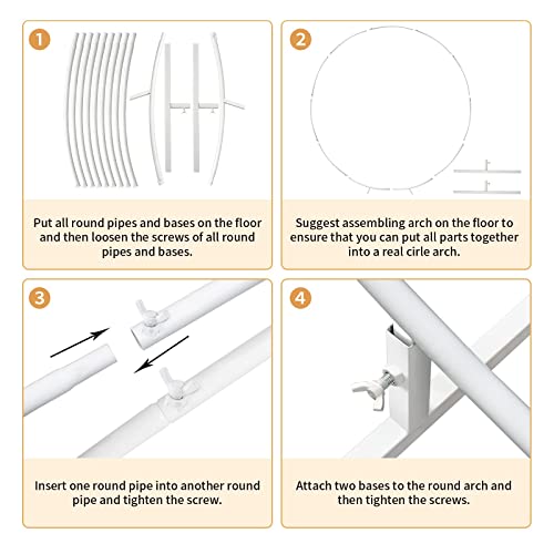 Wedding Arch Round Backdrop Stand Wedding Arches For Ceremony Wedding Arch Stand 6.6Ft Round Balloon Arch Frame Golden Balloon Arch Stand Round Balloon Backdrop Frame (6.6Ft White) #TOP5