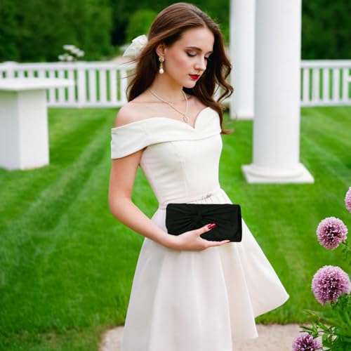 Image of Women Faux Suede Bow Evening Clutch Bags Formal Party Clutch Wedding Party Purse Prom Clutch | Faux Suede