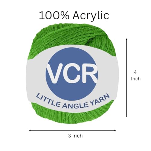 Image of VCR 4 Ply Bright Green Little Angle Yarn, 25 Grams, 92 Meters Length, 100% Acrylic Soft Baby Knitting Yarn for Crochet, Newborn Sweaters, Soft Baby Socks, Mittens and Leggings, Pack of 1