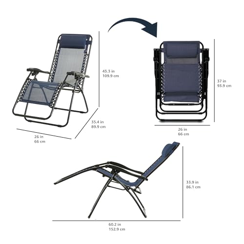 Amazon Basics JC086 Outdoor Textilene Adjustable Zero Gravity Folding Reclining Lounge Chair Set thumb #2