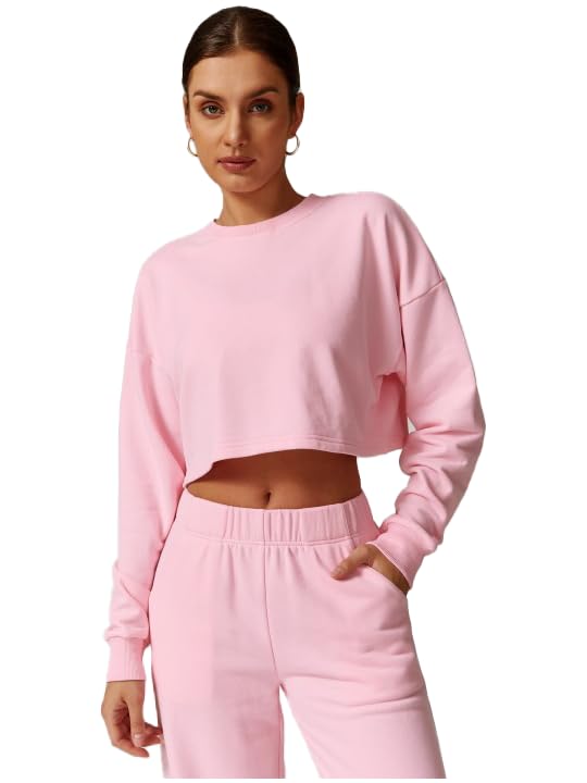 Moletom feminino de manga comprida e gola redonda para ioga, cami...