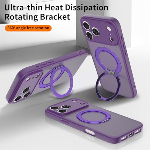 Image of Magnetic Case for iPhone 17 Pro Max With Magnetic Ring Stand, [Compatible with Magsafe] [Military Grade Drop Protection] Shockproof Phone Cover for iPhone 17 Pro Max Full Camera Protection 6.9 inch Purple