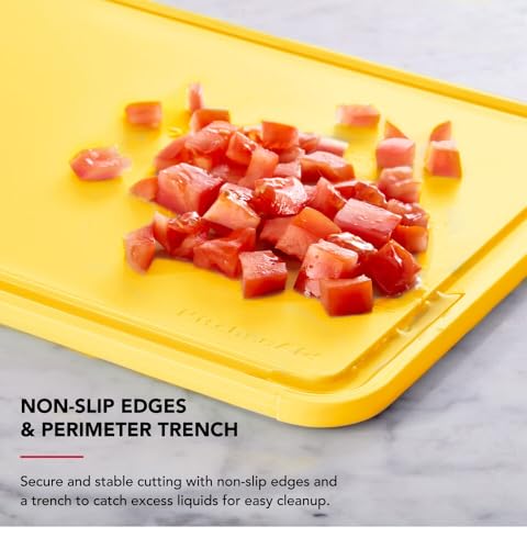 KitchenAid Classic Plastic Cutting Board with Perimeter Trench and Non Slip Edges, Dishwasher Safe, 11 inch x 14 inch, Butter - image 4