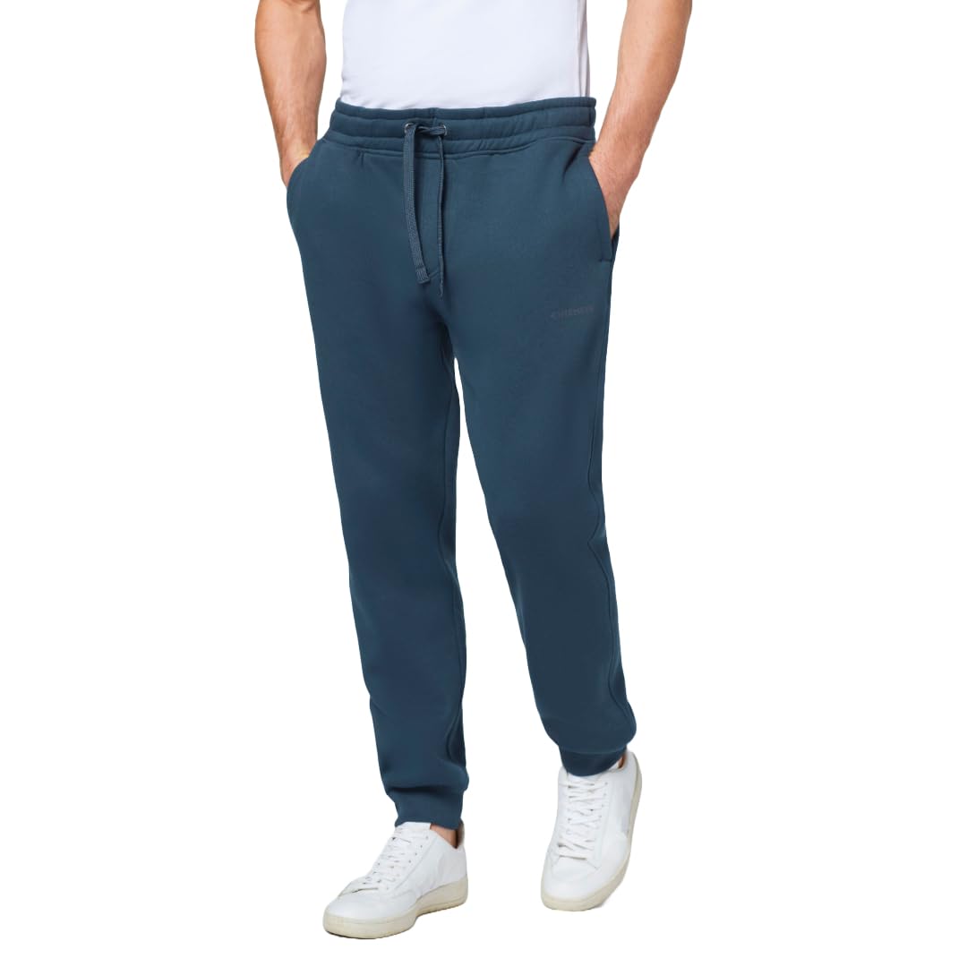 CHIEMSEE Pantalones de chándal para hombre, corte regular, con cordón, bolsillos laterales, con letras, informales, de algodón orgánico para deporte y ocio, 3 colores, tallas S-4XL
