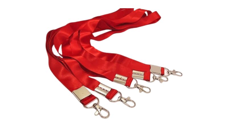 Image of ANG Plastic ID Badge Holder, ID Badge Reel, Lanyard RED (Pack of 5)