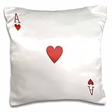 3dRose Ace Playing Red Heart Suit-Gifts for Cards Players of Poker Bridge Games Pillow Case, 16 x 16
