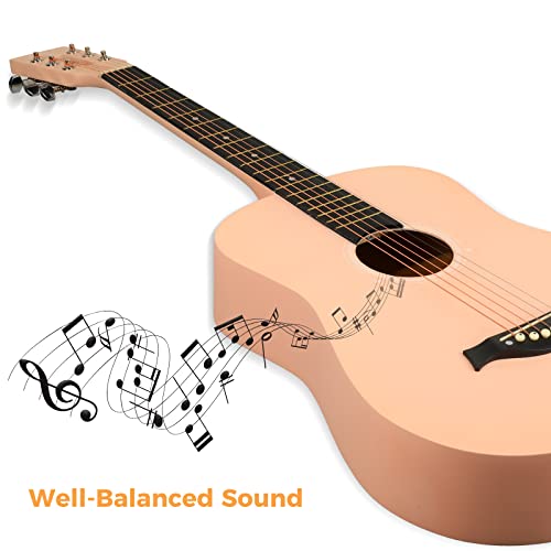 Asmuse 38 Inch Acoustic Guitar Kit, Full Size Classical Acoustic Guitar 6 Strings With Gig Bag, Tuner, Picks, Strap Accessories For Beginners Adults Teens (Pink) #TOP4