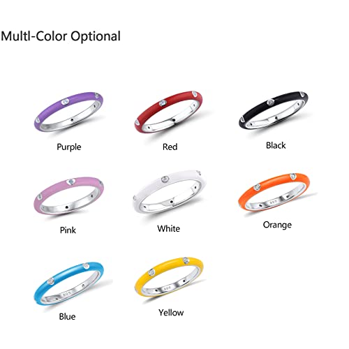 Santuzza R308102ENA23SL925 Stackable Enamel Ring 925 Sterling Silver Stacking Cubic Zirconia Eternity Colorful Rainbow Band Rings thumb #4