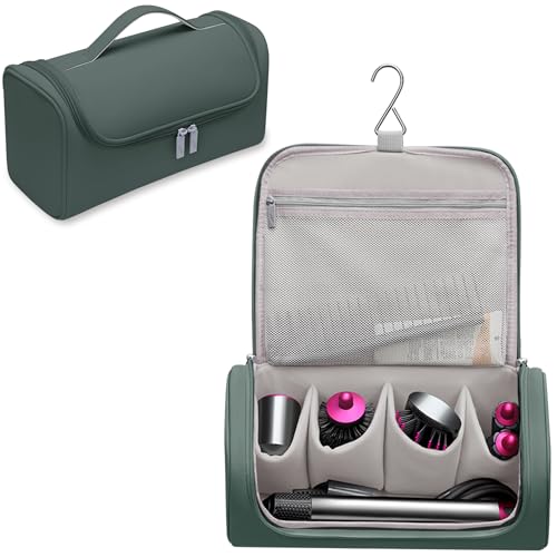 Image of Hair Dryer Travel Case, Portable Hairdryer Storage Bag with Hanging Hook, Waterproof Hair Dryers Organizer Bags, Hairdryers Carrying Cases Compatible with Dyson Airwrap and Accessories (Green)