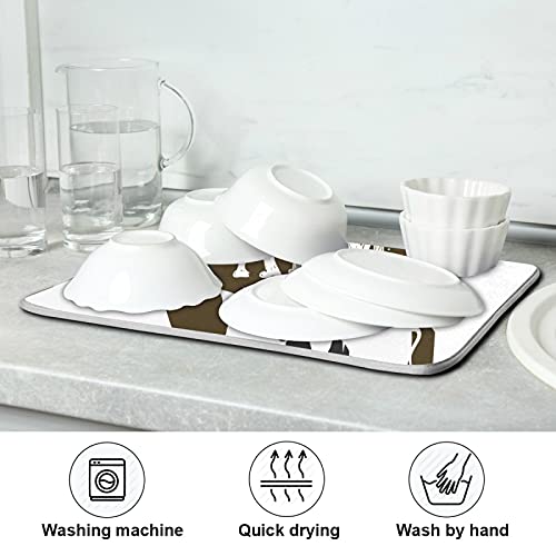 Kcldeci Dish Mat Dish Drying Mat For Kitchen, Kitchen Drying Pad Farmhouse Dish Drainer Rack Farm Cow Rooster Cock Drying Mat 16 X 18 Inch thumb #5