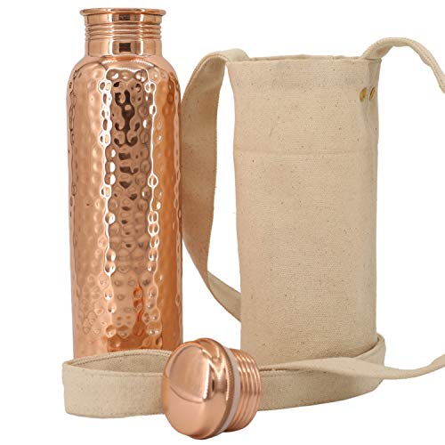 Comparison: Best Copper Water Bottle For Health 6 Kitchen Science Copper Water Bottle (34oz/1000ml) w/a Carrying Canvas Bag | 100% Pure Copper Bottle for Drinking Water | Lab-Tested, Heavy Duty & Leak-Proof | Authentic Ayurvedic Copper Water Bottle