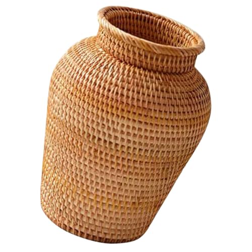 Vase en rotin rond pour décoration florale de bureau et maison