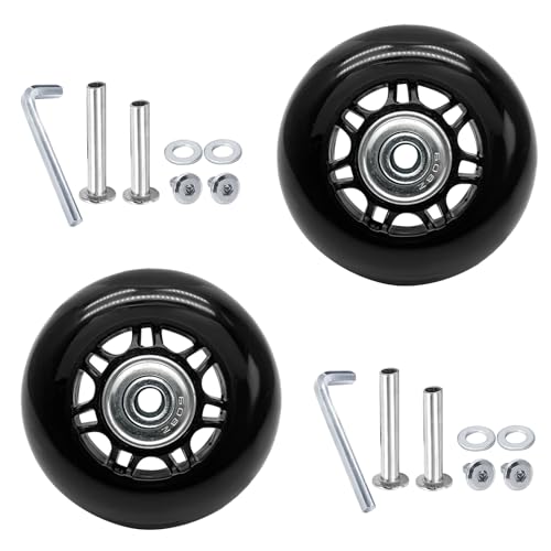 Image of Luggage Wheels Replacement, 64 x 24mm, Black Rubber, 2pcs