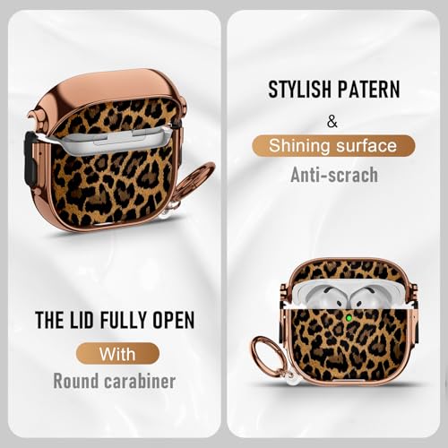 Maxjoy for Cute AirPods 4 Case 2024 with Safety Lock,Compatible Leopard Print AirPod 4th Generation Case for Women Girly with Keychain-Gold by Maxjoy - Image 3