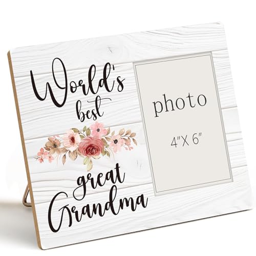 Worlds Best Great Grandma Picture Frame Keepsake Gift for Great Grandmother Great Grandmother Wooden Photo Frames Gift for Birthday Easter Mothers Day Tabletop Wall Display (4x6 Inch Photo)