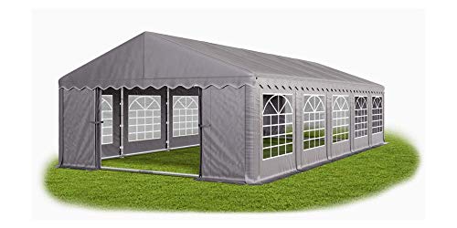 Das Company Partyzelt 5x10m wasserdicht grau mit Bodenrahmen Zelt 240g/m² PE Plane hochwertig Gartenzelt Summer Floor PE