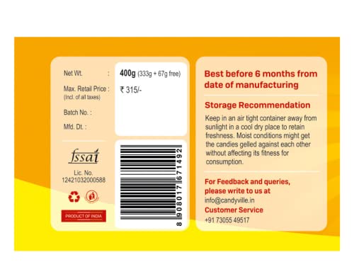 Image of CandyVille Frootfab Pineapple Candy Jar (400 Gm) | Fruit Flavoured Candy