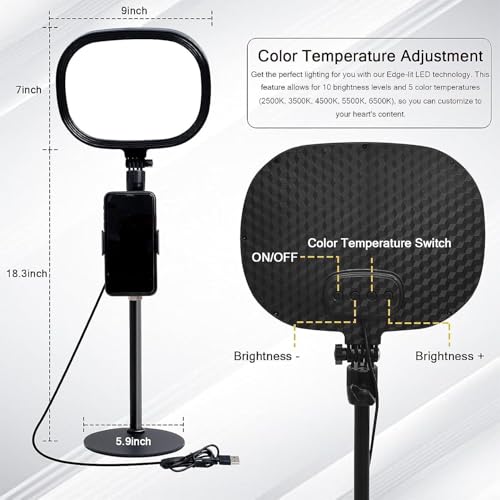 Image of Adofys Slab Key Light for Video Shooting YouTube, Tripod Stand with Light Five Color Temperatures 3200K-5600K, Adjustable Brightness 1455 Lumens, CRI 95+ with Extendable Stand for Content Creation.