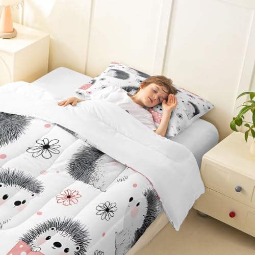 Image of Feelyou Hedgehog Bedding Set Toddler Size Bedding Set for Girls Teens