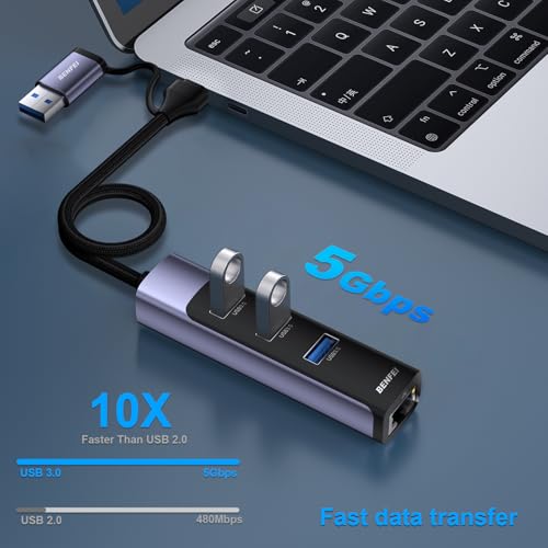 BENFEI 2in1 USB C/3.0 有線LANアダプタ 000350grey の商品画像 3