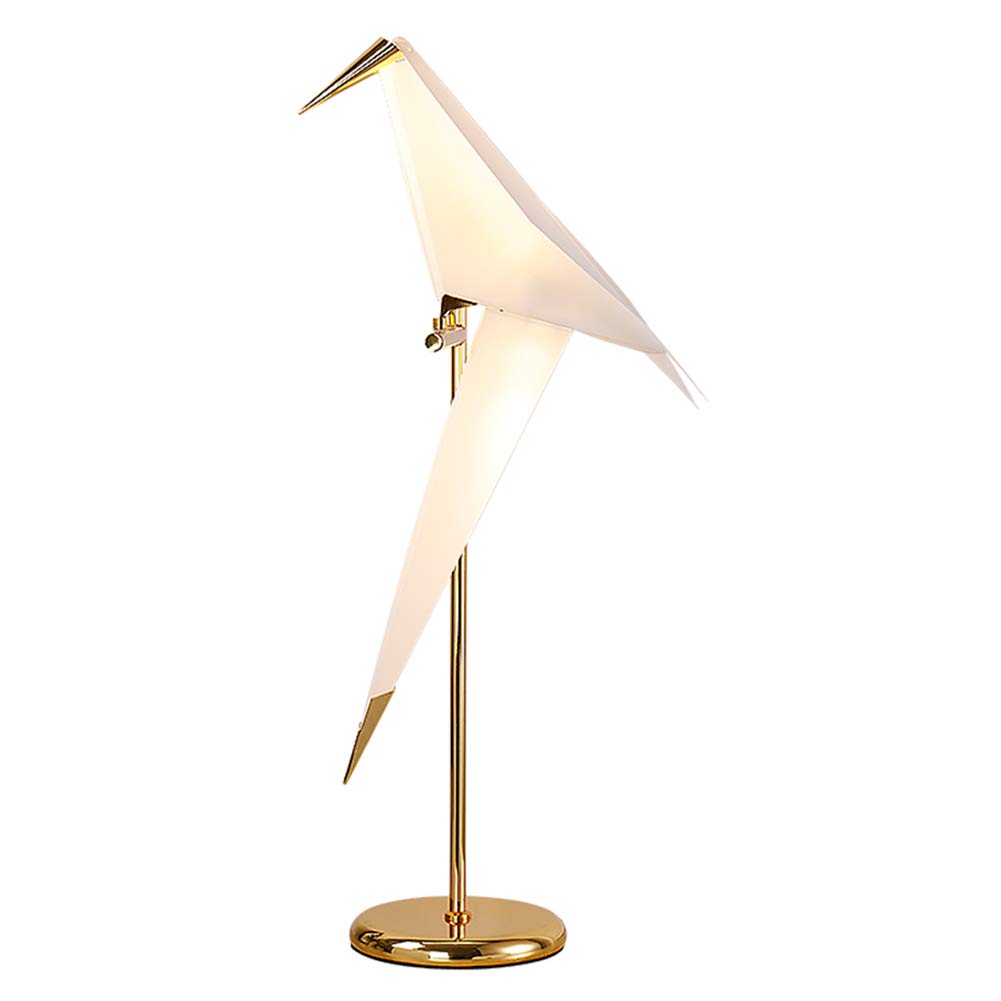 INJUICY Modern Bird LED PPC Art Table Lamp Nordic Paper Crane Table Light Bedside Villa Clubhouse Shop Studio Hotel Showroom Bedroom Living Dining Room Desk Accent Lamp Decor (#A)