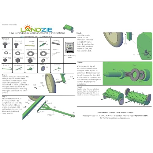 Image of Landzie - Tow Behind Lawn Aerator, Spike Roller Aerator