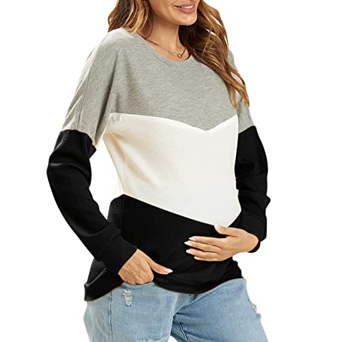 Image of IFFEI Women's Maternity Nursing Tops Breastfeeding Tank Shirt Long Sleeve Nursing Clothes