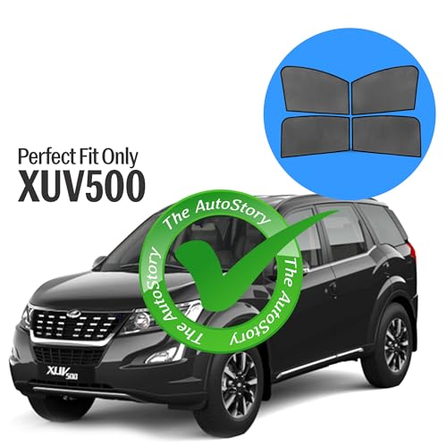 Image of AutoStory Custom Fit Black Mesh Car Sunshade for XUV 500 | UV & Heat Protection Car Window Curtains | Privacy Car Sun Shade | Breathable Vehicle Specific Side Window Shades